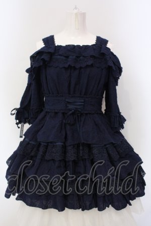 画像: Vallee lys / Precious Embroidered Lace Mini Dress  ネイビー O-25-05-05-012-GO-OP-IG-OS