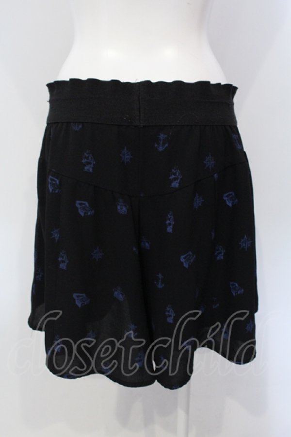 画像3: Rozen Kavalier / マリン柄シフォンショートパンツ  ブラック×ブルー O-25-05-05-002-OO-PA-IG-OS (3)