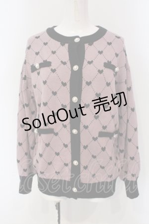 画像: majoretty / ハート格子カーディガン  ピンク×クロ O-25-05-05-021-LO-TO-IG-OS