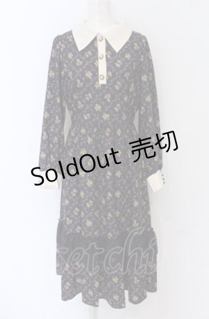 画像: axes femme / キンモクセイ柄タイルワンピース M ラベンダー O-25-05-06-001-AX-OP-OW-OS