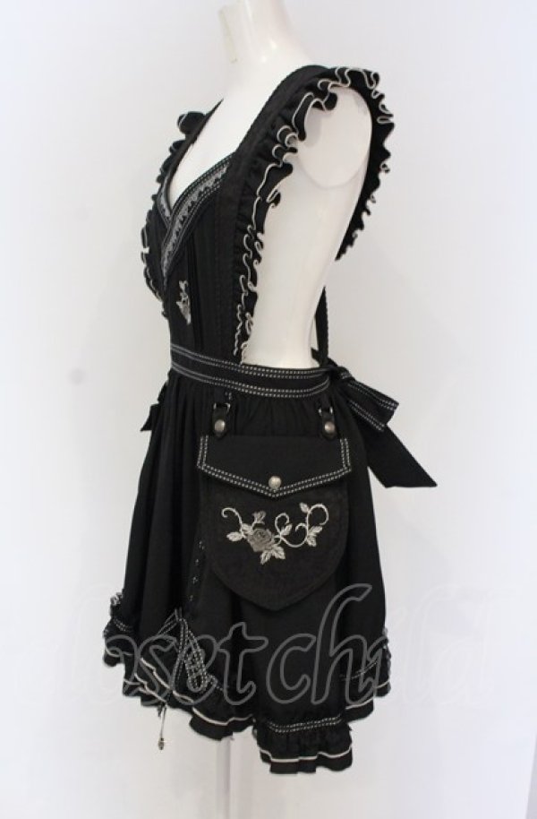 画像2: Ozz oneste / Fairy tale Rose刺繍タブリエ  ブラック O-25-05-06-044-OO-OP-OW-OS (2)