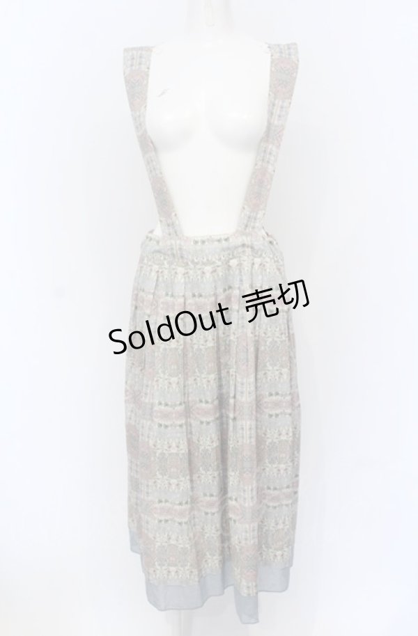 画像1: Jane Marple Dans Le Salon / Flower Fete strap skirt スカート M ベージュ×サックス O-25-05-06-056-JM-SK-IG-OS (1)