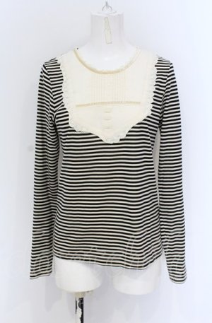 画像: Franche Lippee / タックヨークスクエアボーダーカットソー M アイボリー×クロ O-25-05-06-057-LO-TO-IG-OS