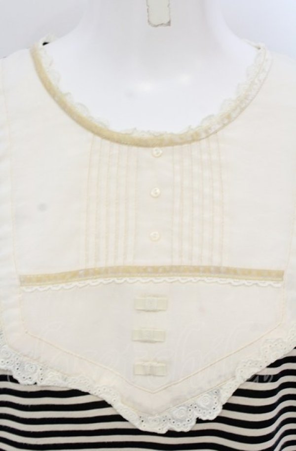 画像2: Franche Lippee / タックヨークスクエアボーダーカットソー M アイボリー×クロ O-25-05-06-057-LO-TO-IG-OS (2)
