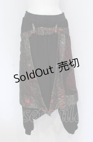 画像: Qutie Frash / ラップ付きサルエルパンツ  レッド×ブラック O-25-05-06-062-QU-PA-IG-OS