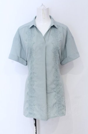 画像: axes femme / レース使いチュニックブラウス M グリーン O-25-05-06-008-AX-BL-OW-OS