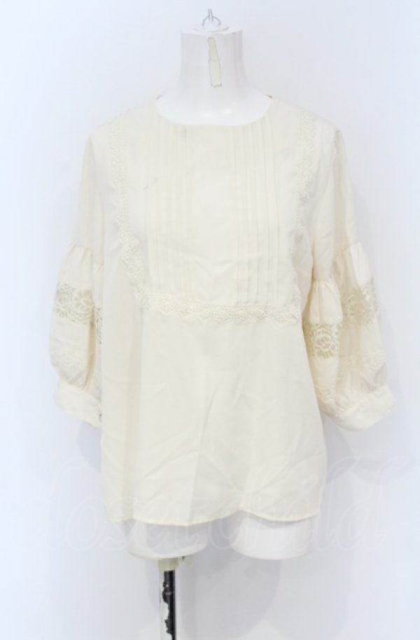 画像1: axes femme Nostalgic / スクエアピンタックブラウス M キナリ O-25-05-06-009-LO-BL-OW-OS (1)