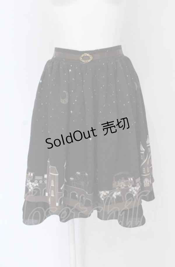 画像1: axes femme / 町並み柄スカート M クロ O-25-05-06-075-AX-SK-IG-ZT503 (1)