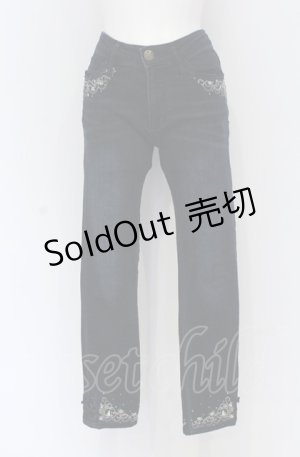 画像: axes femme / レースアップ×刺繍パギンス S インディゴ O-25-05-06-081-AX-PA-OW-ZI