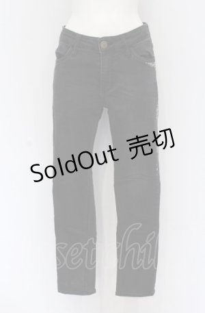画像: axes femme / 薔薇刺しゅうストレッチパンツ S クロ O-25-05-06-083-AX-PA-OW-ZI