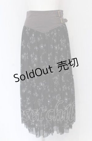 画像: axes femme / 花柄ボリュームチュールスカート M クロ O-25-05-06-087-AX-SK-OW-ZI