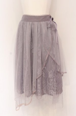 画像: axes femme POETIQUE / レースｘチュールイレヘムスカート M ラベンダー O-25-05-06-092-AX-SK-OW-OS