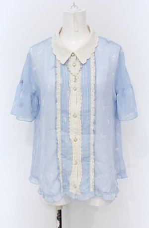画像: axes femme / ムーンキャットブラウス M サックス O-25-05-06-018-AX-BL-OW-OS