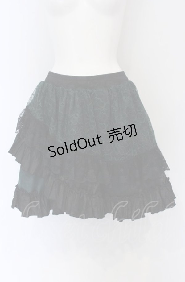 画像1: Qutie Frash / ティアードパニエスカート  グリーン×ブラック O-25-05-06-030-QU-SK-OW-OS (1)