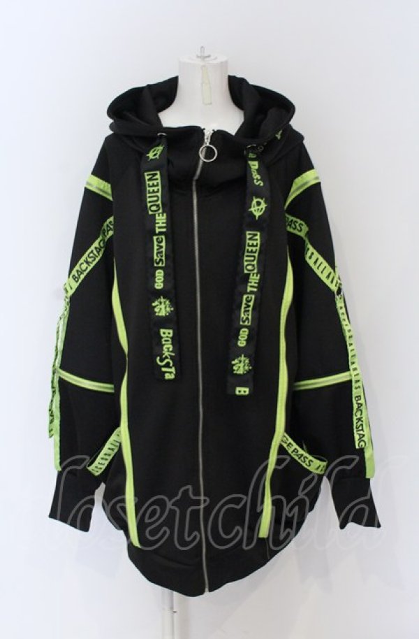 画像1: BACKSTAGE PASS / PARACHUTE-PARKAビッグシルエットジップアップパーカー  ブラック×イエロー O-25-05-06-035-PU-TO-OW-OS (1)