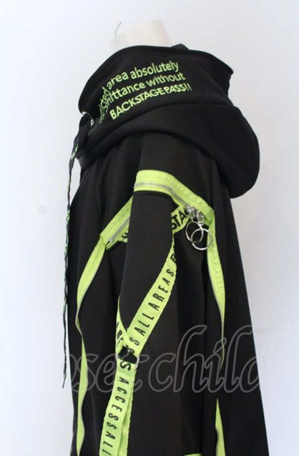 画像3: BACKSTAGE PASS / PARACHUTE-PARKAビッグシルエットジップアップパーカー  ブラック×イエロー O-25-05-06-035-PU-TO-OW-OS (3)