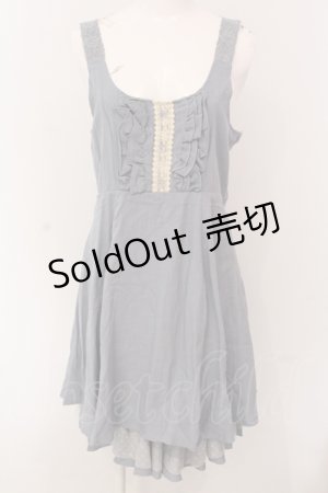 画像: axes femme / レース使いデニム風ワンピース M サックス O-25-05-08-031-AX-OP-OW-OS