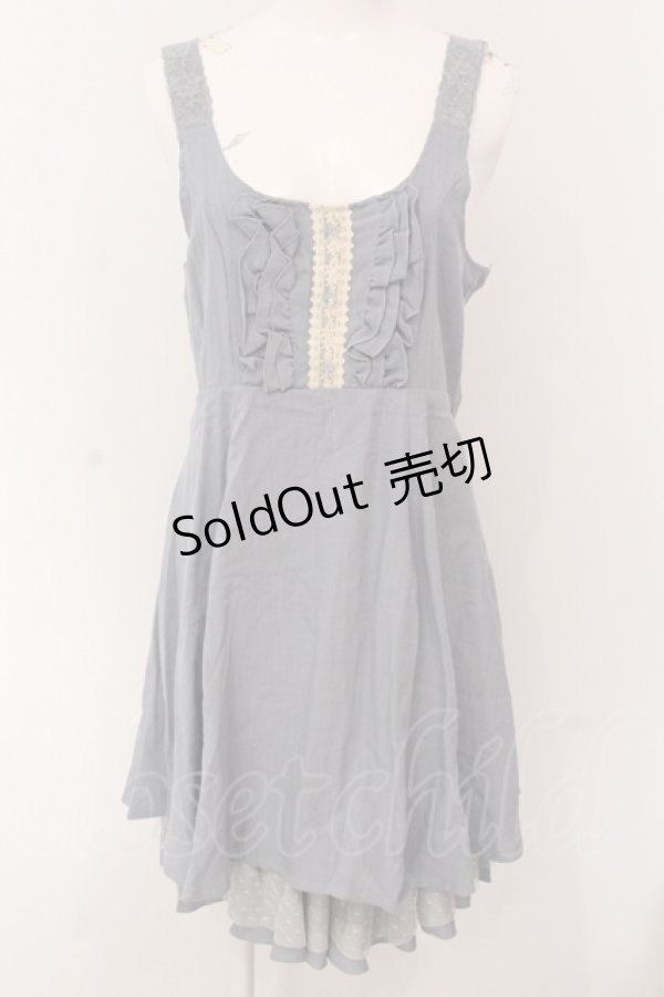 画像1: axes femme / レース使いデニム風ワンピース M サックス O-25-05-08-031-AX-OP-OW-OS (1)
