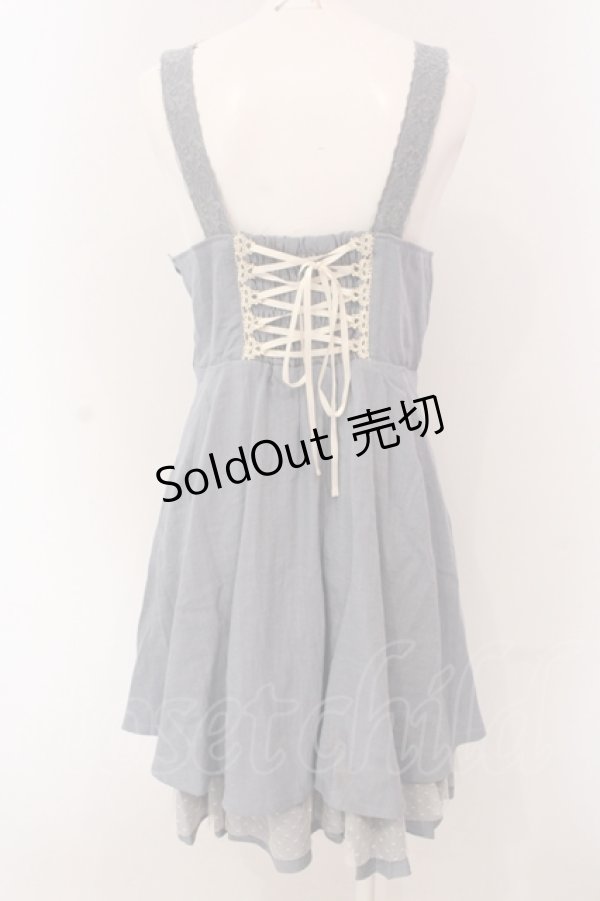 画像3: axes femme / レース使いデニム風ワンピース M サックス O-25-05-08-031-AX-OP-OW-OS (3)