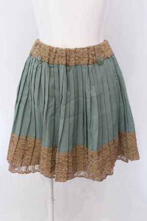 画像: axes femme / 裾レースプリーツスカート M グリーン O-25-05-08-036-AX-SK-OW-OS