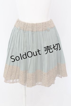 画像: axes femme / 裾レースプリーツスカート M グリーン O-25-05-08-036-AX-SK-OW-ZI