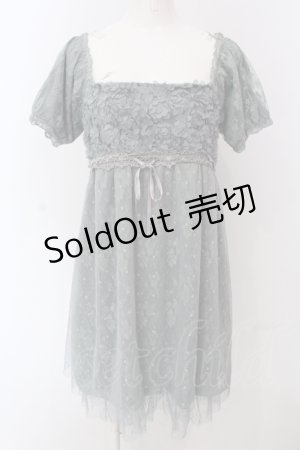 画像: axes femme / モチーフレース使いチュール切替ワンピース M グリーン O-25-05-08-038-AX-OP-OW-OS