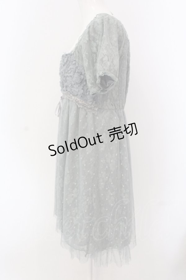 画像3: axes femme / モチーフレース使いチュール切替ワンピース M グリーン O-25-05-08-038-AX-OP-OW-OS (3)