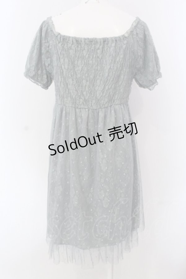 画像4: axes femme / モチーフレース使いチュール切替ワンピース M グリーン O-25-05-08-038-AX-OP-OW-OS (4)