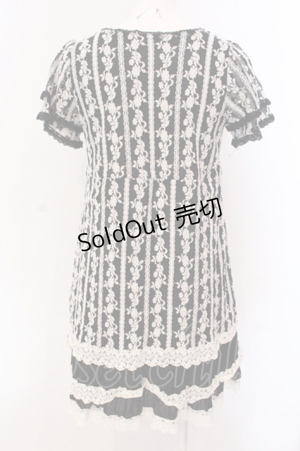 画像3: axes femme / 刺しゅうレース使いチュニック M クロ O-25-05-08-043-AX-TO-OW-OS (3)