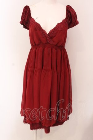 画像: axes femme / ベロア切り替えシフォンチュニ M ワイン O-25-05-08-046-AX-TO-OW-OS