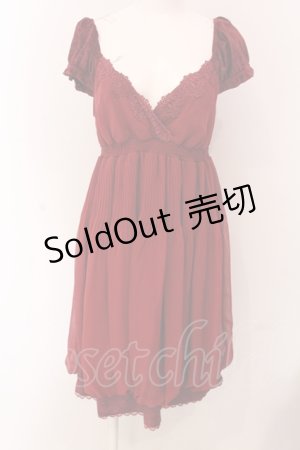 画像: axes femme / ベロア切り替えシフォンチュニ M ワイン O-25-05-08-046-AX-TO-OW-OS