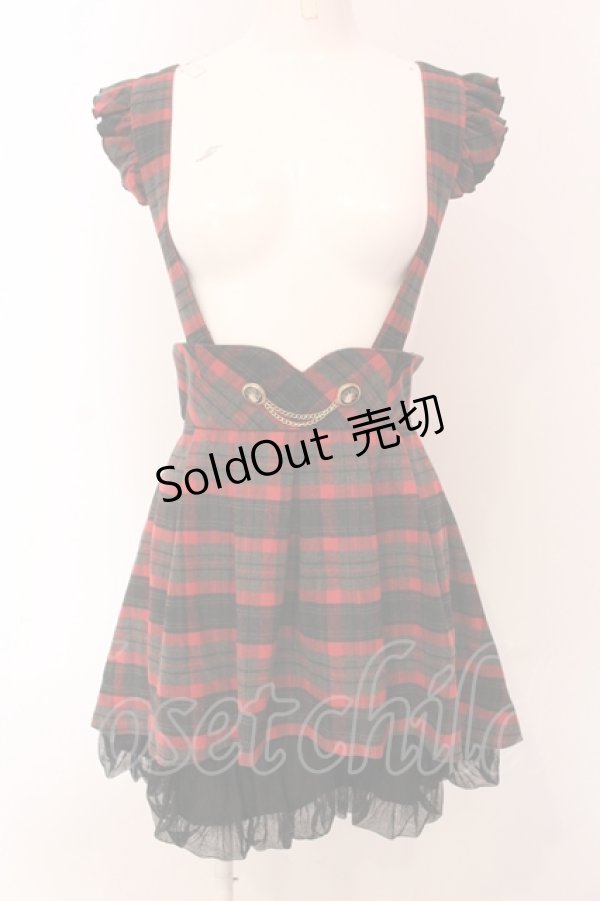 画像1: Secret Honey / タータンチェックサスペンダースカート 2 アカ×グレーチェック O-25-05-08-069-CA-SK-IG-OS (1)