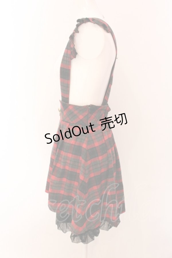 画像2: Secret Honey / タータンチェックサスペンダースカート 2 アカ×グレーチェック O-25-05-08-069-CA-SK-IG-OS (2)