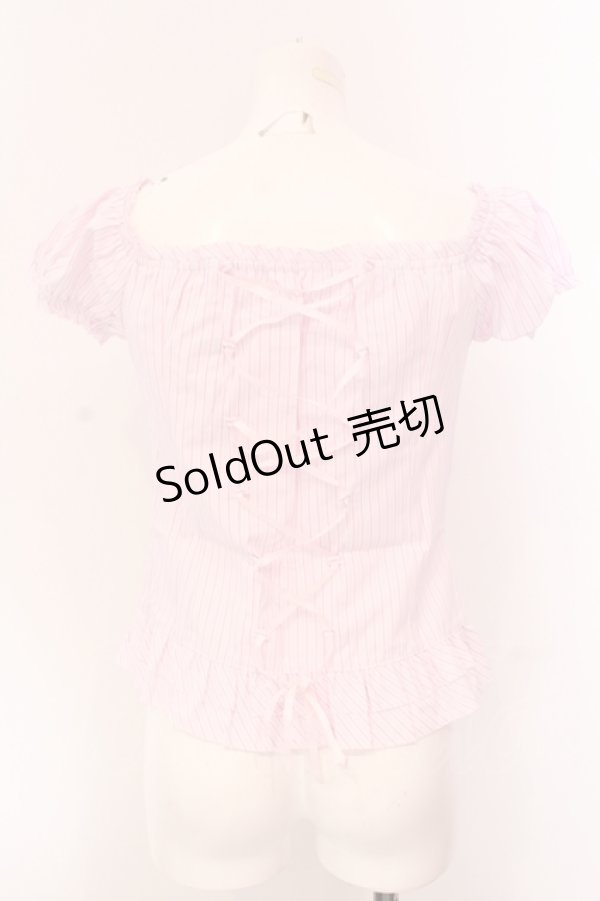画像3: Secret Honey / レースアップパフブラウス  ピンク O-25-05-08-076-CA-BL-IG-OS (3)
