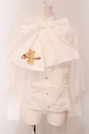 画像: axes femme kawaii / スプーン持ちのクマさんブラウス M シロ O-25-05-08-078-AX-BL-IG-OS