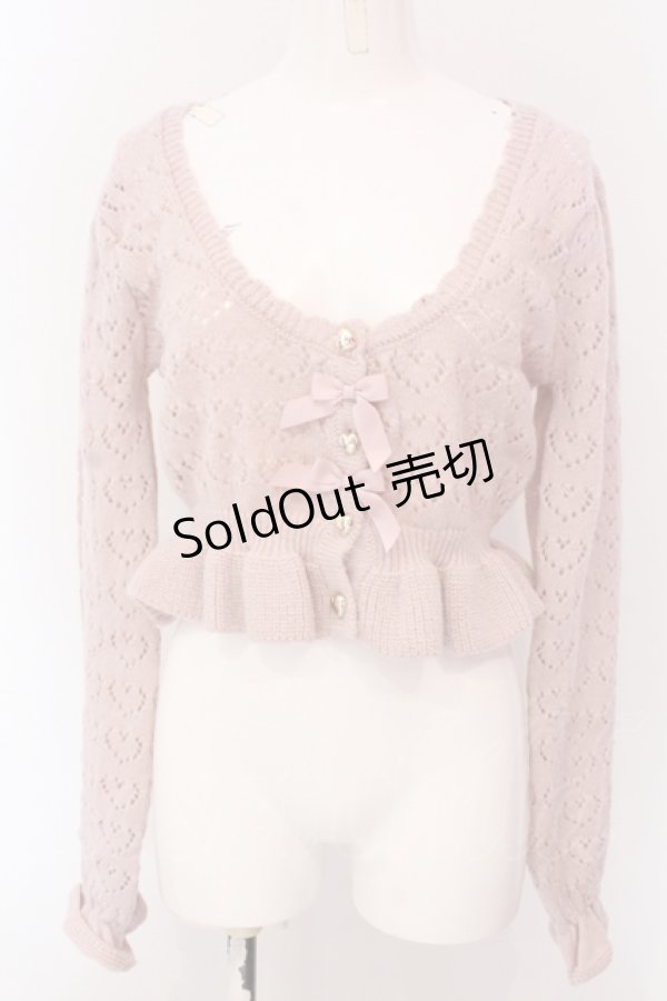 画像1: axes femme kawaii / クマブローチニットボレロ【ブローチ欠品】  ピンク O-25-05-08-079-AX-TO-IG-OS (1)