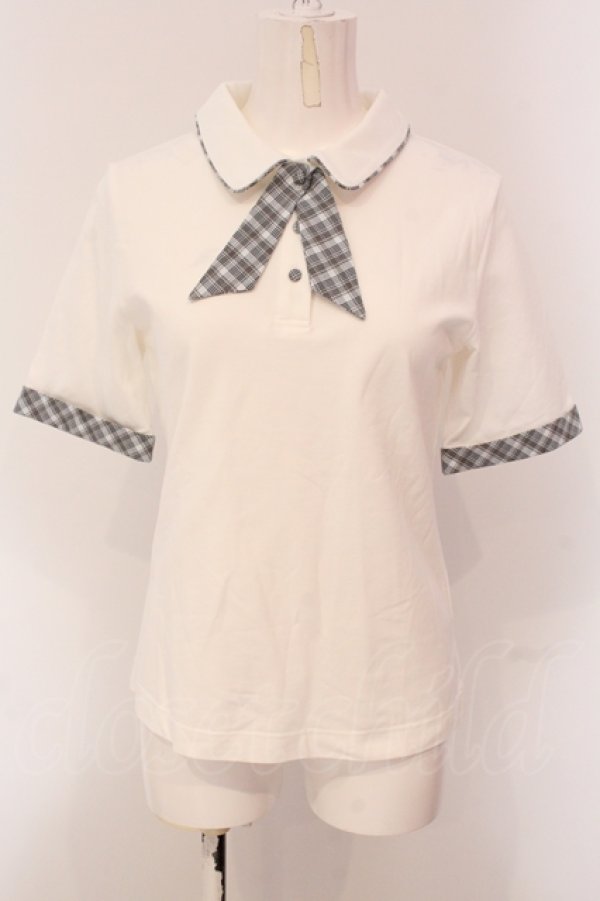 画像1: F i.n.t / チェックタイ付きポロシャツ F シロ O-25-05-08-092-CA-BL-OW-OS (1)