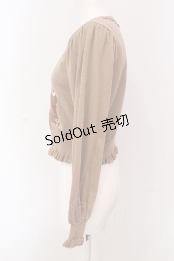 画像3: axes femme kawaii / クマパフェ刺繍ニットカーデ M モカ O-25-05-08-093-AX-TO-OW-OS (3)