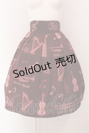 画像: Innocent World / オーケストラの楽器柄スカート LL ワイン O-25-05-08-017-IW-SK-OW-OS