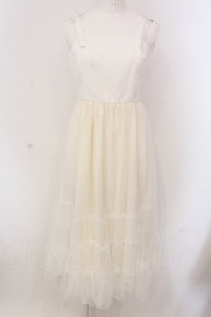 画像: evelyn / 肩リボンチュールキャミワンピース F シロ O-25-05-08-028-LO-OP-OW-OS