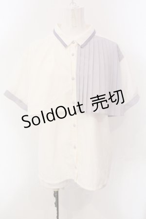 画像: axes femme / プリーツ使バイカラー半袖ブラウス F アイボリー×ラベンダー O-25-05-10-034-AX-BL-IG-OS