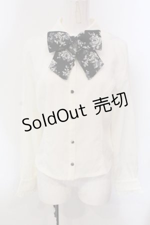 画像: axes femme / ジャカードリボン付ブラウス F アイボリー×クロ O-25-05-10-036-AX-BL-IG-OS