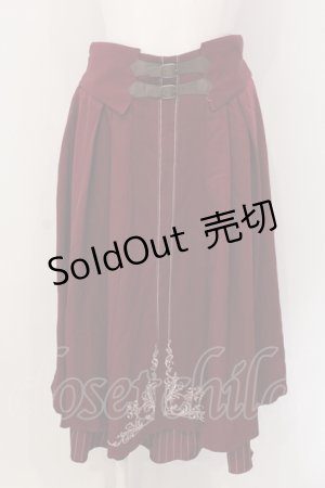 画像: axes femme / 刺繍入りベルト装飾スカート F ワイン O-25-05-10-044-AX-SK-IG-ZI