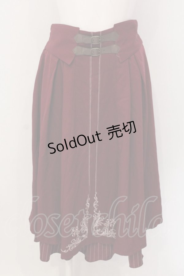 画像1: axes femme / 刺繍入りベルト装飾スカート F ワイン O-25-05-10-044-AX-SK-IG-ZI (1)
