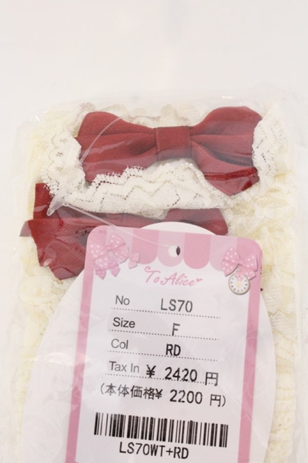 画像2: To Alice / ヴィンテージドールソックス F オフシロ×アカ O-25-05-10-077-LO-ZA-IG-OS (2)