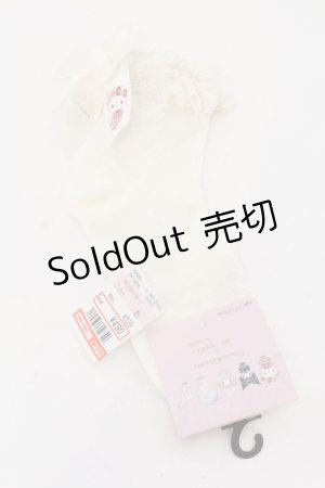画像: m petit by misako / AMCSキティリボンソックス  オフシロ O-25-05-10-079-LO-ZA-IG-OS