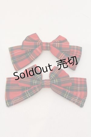 画像: Amavel / Dolly Holidayチェックダブルリボンクリップ  アカ O-25-05-10-091-CA-ZA-IG-OS