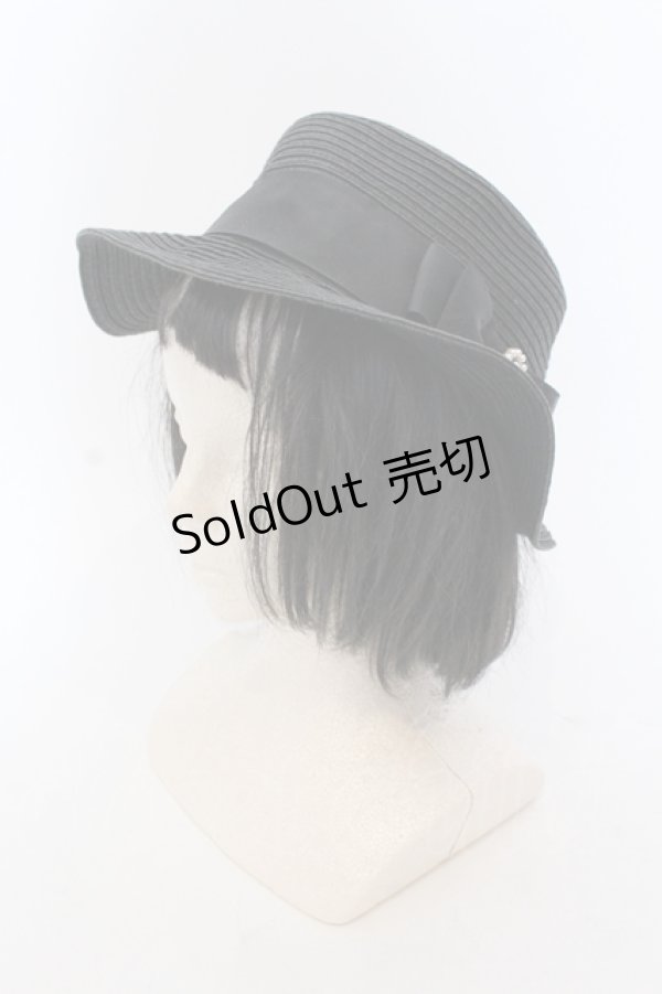 画像1: 【SALE】m petit by misako / ストローハット  クロ O-25-05-10-109-LO-AC-OW-ZT-K004 (1)