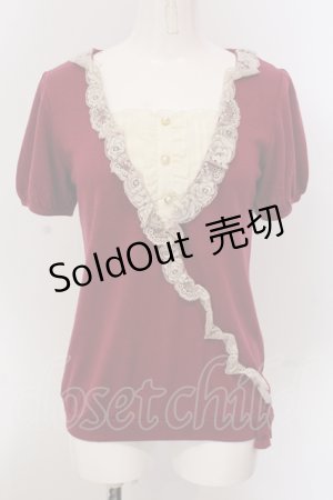 画像: axes femme / カシュクール風ニットトップス  マゼンダ×アイボリー O-25-05-10-030-AX-TO-IG-OS