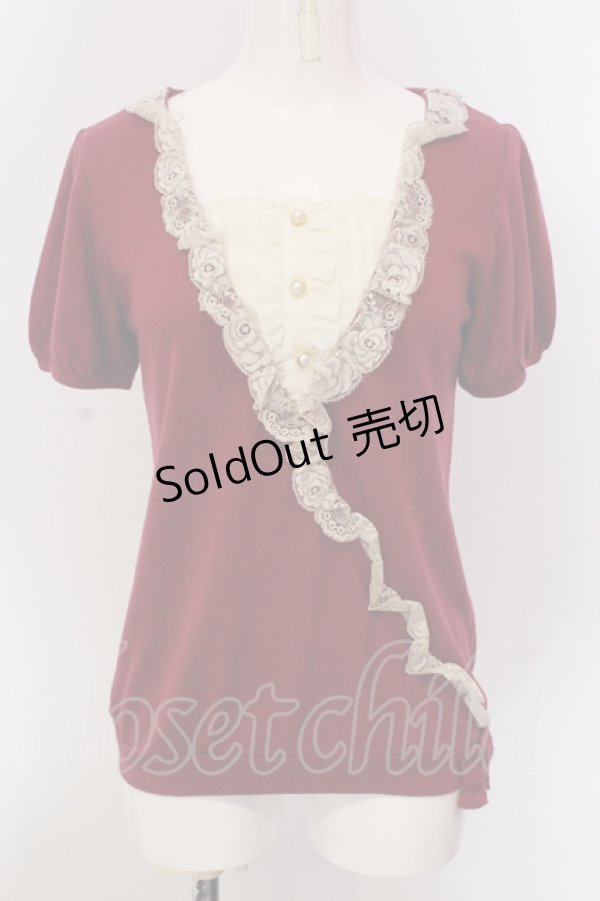 画像1: axes femme / カシュクール風ニットトップス  マゼンダ×アイボリー O-25-05-10-030-AX-TO-IG-OS (1)